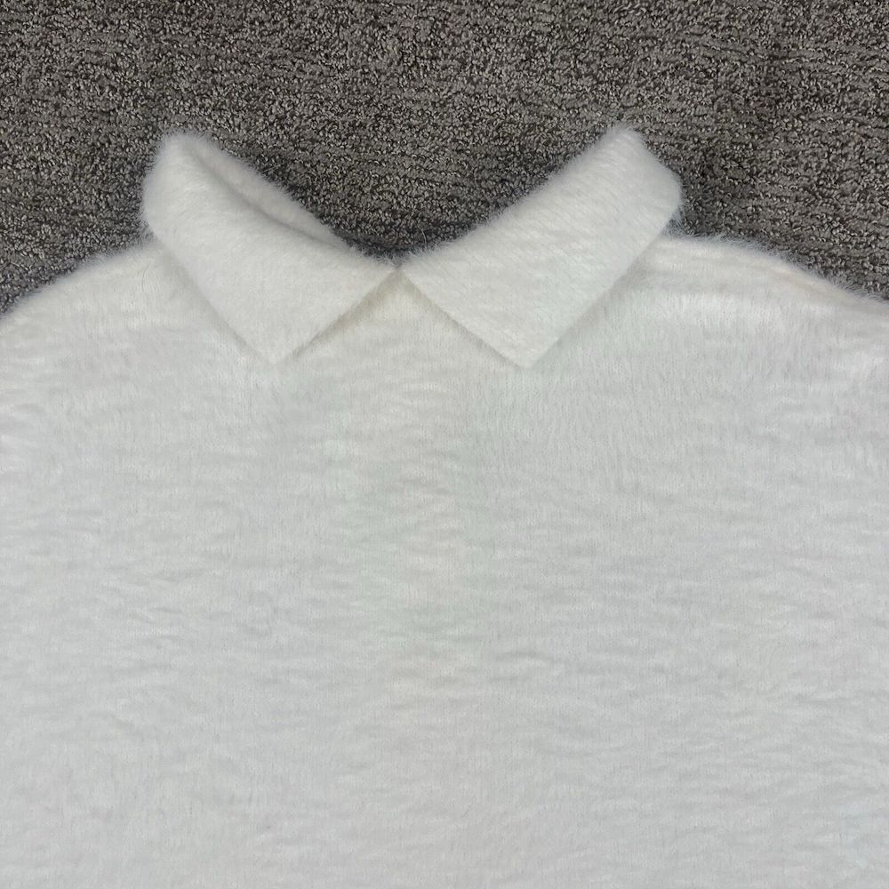 H&M Fuzzy Pearl Short Sleeve Collar Oversized Christmas Sweater Women's Size M - Picture 10 of 16